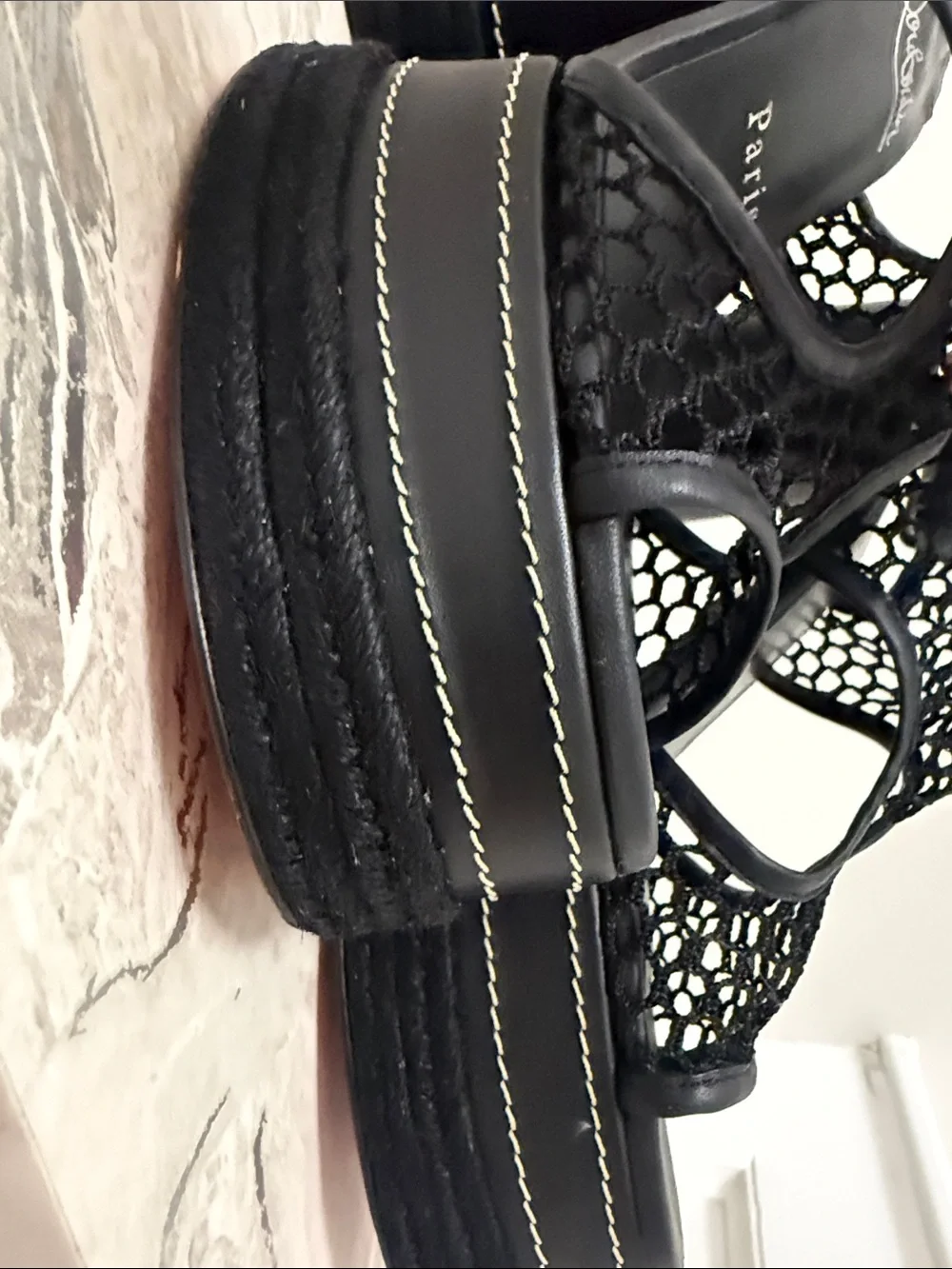 Christian Louboutin Black Crochet Platform Pumps size 38. Very comfortable